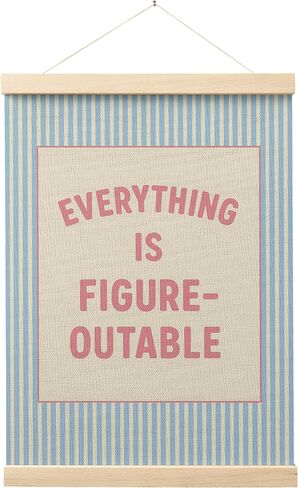 FGFK Everything Is Figureoutable Positive Affirmations Wall Art Poster Hanger Frame, Retro Pink and Green Inspirational Canvas Prints Framed Wall Decor for Office Classroom Home Bedroom, 12x16 Inch in Saudi Arabia