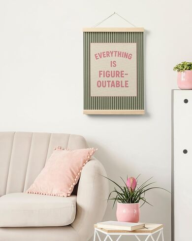 FGFK Everything Is Figureoutable Positive Affirmations Wall Art Poster Hanger Frame, Retro Pink and Green Inspirational Canvas Prints Framed Wall Decor for Office Classroom Home Bedroom, 12x16 Inch in Saudi Arabia