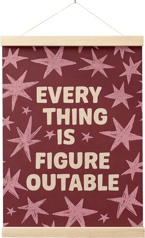 FGFK Everything Is Figureoutable Positive Affirmations Wall Art Poster Hanger Frame, Retro Pink and Green Inspirational Canvas Prints Framed Wall Decor for Office Classroom Home Bedroom, 12x16 Inch in Saudi Arabia
