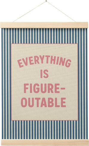 FGFK Everything Is Figureoutable Positive Affirmations Wall Art Poster Hanger Frame, Retro Pink and Green Inspirational Canvas Prints Framed Wall Decor for Office Classroom Home Bedroom, 12x16 Inch in Saudi Arabia