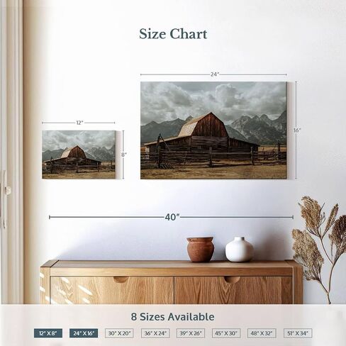ElephantStock Moulton Barn Canvas - 1 Panel Countryside and Farmhouse Wall Art - Dining Room Wall Art - Modern Farmhouse Wall Decor Photography - 12" X 8" in Saudi Arabia