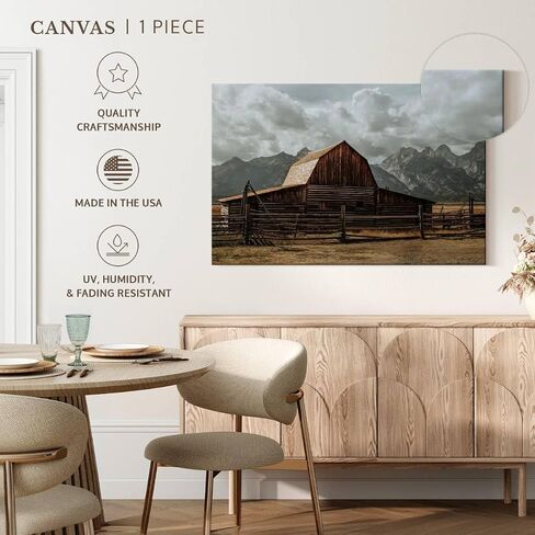 ElephantStock Moulton Barn Canvas - 1 Panel Countryside and Farmhouse Wall Art - Dining Room Wall Art - Modern Farmhouse Wall Decor Photography - 12" X 8" in Saudi Arabia