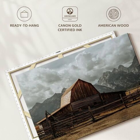 ElephantStock Moulton Barn Canvas - 1 Panel Countryside and Farmhouse Wall Art - Dining Room Wall Art - Modern Farmhouse Wall Decor Photography - 12" X 8" in Saudi Arabia