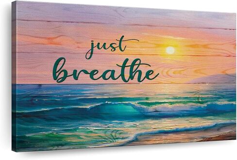 ElephantStock Just Breathe Sunset Canvas - 1 Panel Canvas Dramatic Beach Photography - Beach Sunset, Scenic Artwork - Dramatic Photography Wall Art for Living Room - 12" X 8" in Saudi Arabia