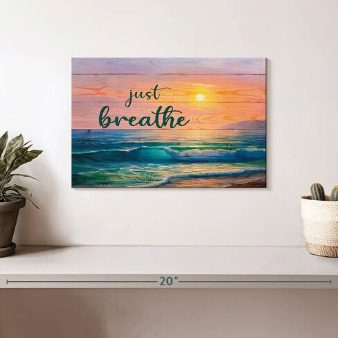 ElephantStock Just Breathe Sunset Canvas - 1 Panel Canvas Dramatic Beach Photography - Beach Sunset, Scenic Artwork - Dramatic Photography Wall Art for Living Room - 12" X 8" in Saudi Arabia