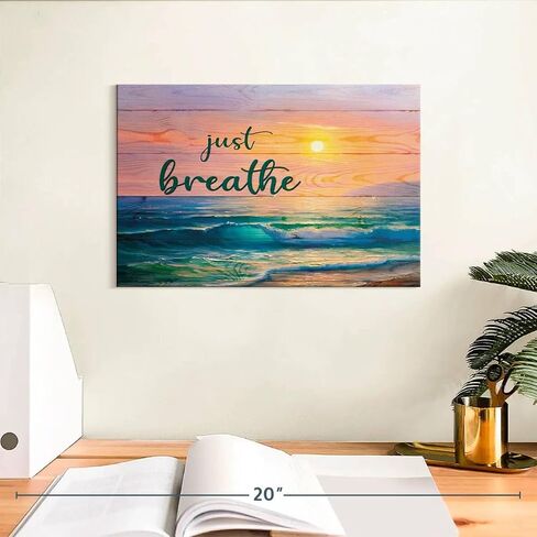 ElephantStock Just Breathe Sunset Canvas - 1 Panel Canvas Dramatic Beach Photography - Beach Sunset, Scenic Artwork - Dramatic Photography Wall Art for Living Room - 12" X 8" in Saudi Arabia