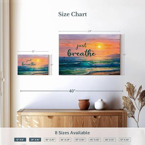 ElephantStock Just Breathe Sunset Canvas - 1 Panel Canvas Dramatic Beach Photography - Beach Sunset, Scenic Artwork - Dramatic Photography Wall Art for Living Room - 12" X 8" in Saudi Arabia