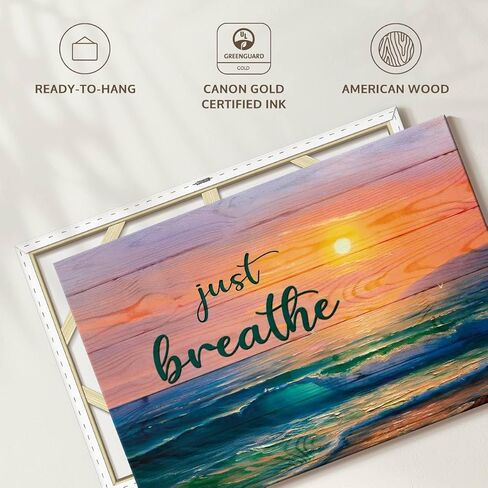 ElephantStock Just Breathe Sunset Canvas - 1 Panel Canvas Dramatic Beach Photography - Beach Sunset, Scenic Artwork - Dramatic Photography Wall Art for Living Room - 12" X 8" in Saudi Arabia