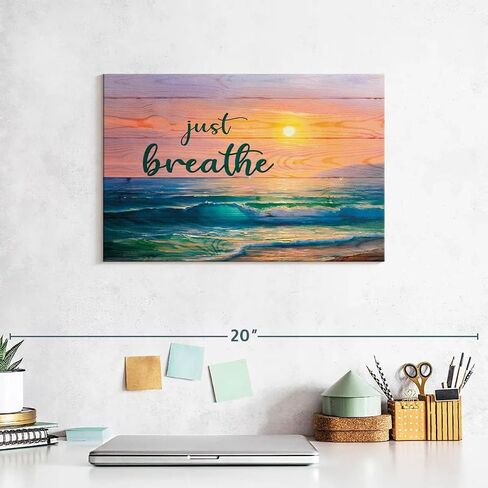 ElephantStock Just Breathe Sunset Canvas - 1 Panel Canvas Dramatic Beach Photography - Beach Sunset, Scenic Artwork - Dramatic Photography Wall Art for Living Room - 12" X 8" in Saudi Arabia