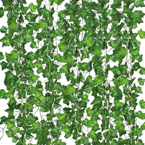12 Pack Fake Vines for Room Decor Artificial Ivy Garland with Clip Green Flowers Hanging Plants Faux Greenery Leaves Bedroom Aesthetic Decor for Home Garden Wall Wedding in Saudi Arabia