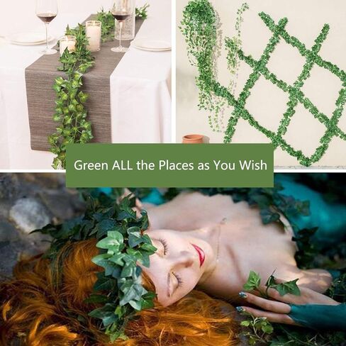 12 Pack Fake Vines for Room Decor Artificial Ivy Garland with Clip Green Flowers Hanging Plants Faux Greenery Leaves Bedroom Aesthetic Decor for Home Garden Wall Wedding in Saudi Arabia