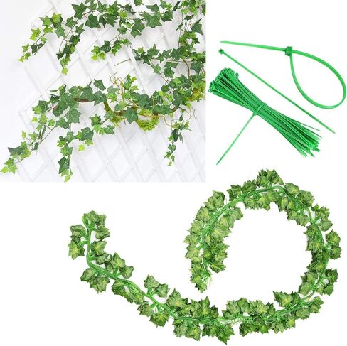 12 Pack Fake Vines for Room Decor Artificial Ivy Garland with Clip Green Flowers Hanging Plants Faux Greenery Leaves Bedroom Aesthetic Decor for Home Garden Wall Wedding in Saudi Arabia