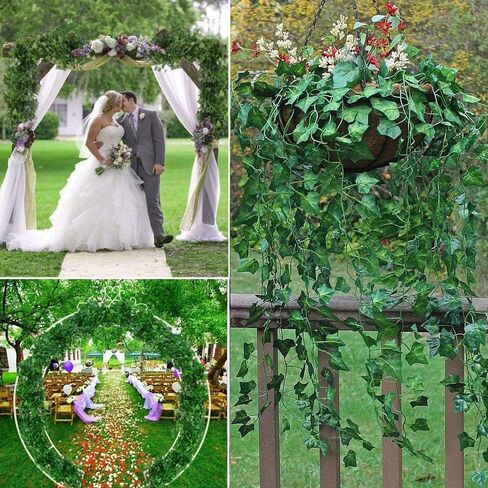 12 Pack Fake Vines for Room Decor Artificial Ivy Garland with Clip Green Flowers Hanging Plants Faux Greenery Leaves Bedroom Aesthetic Decor for Home Garden Wall Wedding in Saudi Arabia