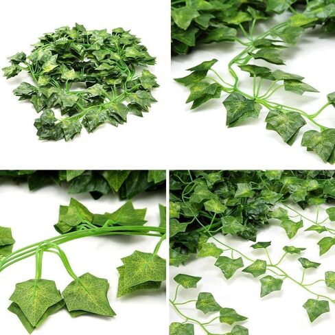12 Pack Fake Vines for Room Decor Artificial Ivy Garland with Clip Green Flowers Hanging Plants Faux Greenery Leaves Bedroom Aesthetic Decor for Home Garden Wall Wedding in Saudi Arabia