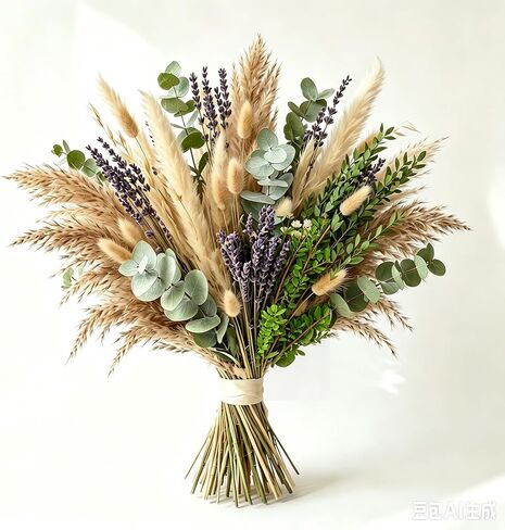Dried Pampas Grass Bouquet Boho Decor Flowers with Lavender and Eucalyptus for Wedding Decor in Saudi Arabia