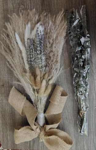 Dried Pampas Grass Bouquet Boho Decor Flowers with Lavender and Eucalyptus for Wedding Decor in Saudi Arabia