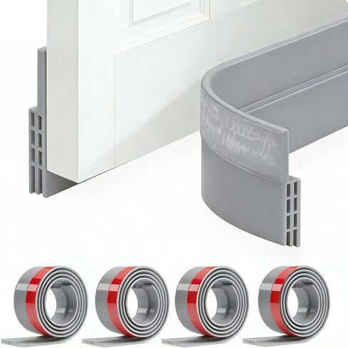 4 Pack Door Draft Stopper, Under Door Sweep for Bottom of Door, Door Gap Filler for Interior & Exterior, Under Door Bottom Seal Weather Stripping Blocker Noise Cold Air (2'' W X 39'' L, White) in Kuwait
