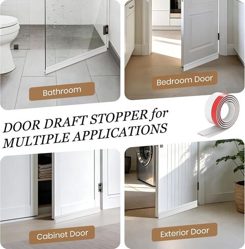 4 Pack Door Draft Stopper, Under Door Sweep for Bottom of Door, Door Gap Filler for Interior & Exterior, Under Door Bottom Seal Weather Stripping Blocker Noise Cold Air (2'' W X 39'' L, White) in Kuwait