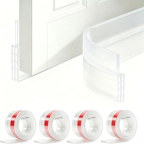 4 Pack Door Draft Stopper, Under Door Sweep for Bottom of Door, Door Gap Filler for Interior & Exterior, Under Door Bottom Seal Weather Stripping Blocker Noise Cold Air (2'' W X 39'' L, White) in Kuwait