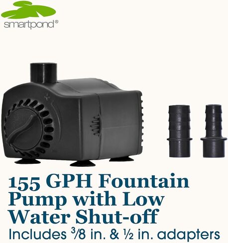 smartpond 155 GPH Fountain Pump with Low-Water Shut-off Feature, Auto Shut-Off to Prevent Pump Burnout, 3 ft. Pumping Height, Ideal for Small Fountains, Great for Hydroponics in Saudi Arabia