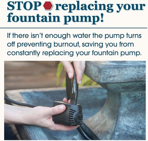 smartpond 155 GPH Fountain Pump with Low-Water Shut-off Feature, Auto Shut-Off to Prevent Pump Burnout, 3 ft. Pumping Height, Ideal for Small Fountains, Great for Hydroponics in Saudi Arabia