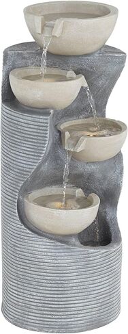 Tarin Four Bowl 31 1/2" High Large Modern Indoor Outdoor Decor Faux Stone Floor Fountain with Light LED Waterfall Cascading Water Feature for Outside Garden Patio Yard Backyard - John Timberland in Saudi Arabia