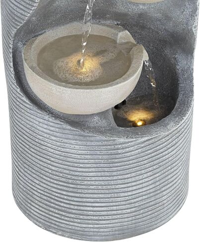 Tarin Four Bowl 31 1/2" High Large Modern Indoor Outdoor Decor Faux Stone Floor Fountain with Light LED Waterfall Cascading Water Feature for Outside Garden Patio Yard Backyard - John Timberland in Saudi Arabia