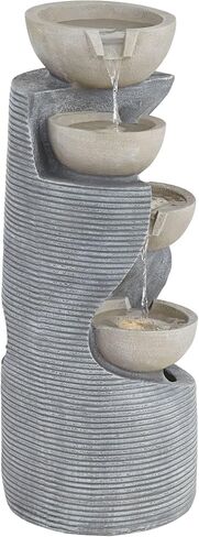 Tarin Four Bowl 31 1/2" High Large Modern Indoor Outdoor Decor Faux Stone Floor Fountain with Light LED Waterfall Cascading Water Feature for Outside Garden Patio Yard Backyard - John Timberland in Saudi Arabia