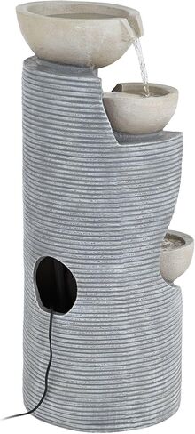 Tarin Four Bowl 31 1/2" High Large Modern Indoor Outdoor Decor Faux Stone Floor Fountain with Light LED Waterfall Cascading Water Feature for Outside Garden Patio Yard Backyard - John Timberland in Saudi Arabia