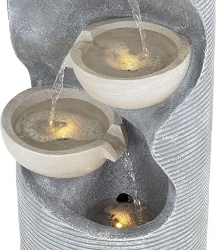 Tarin Four Bowl 31 1/2" High Large Modern Indoor Outdoor Decor Faux Stone Floor Fountain with Light LED Waterfall Cascading Water Feature for Outside Garden Patio Yard Backyard - John Timberland in Saudi Arabia