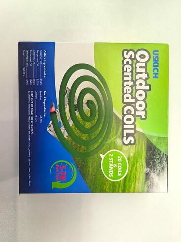 Natural Essential Oil Scented Coils for Outdoor Use, Fresh Aroma, Burns 5-7 Hours, 20 Coils & 2 Stands for Patio Backyard in Saudi Arabia