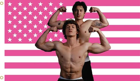 MAGJIUKE Heated Rivalry American Flag Tapestry, Pink USA Design, 3x5 Feet, Polyester with Brass Grommets, Wall Decor for Bedroom in Saudi Arabia