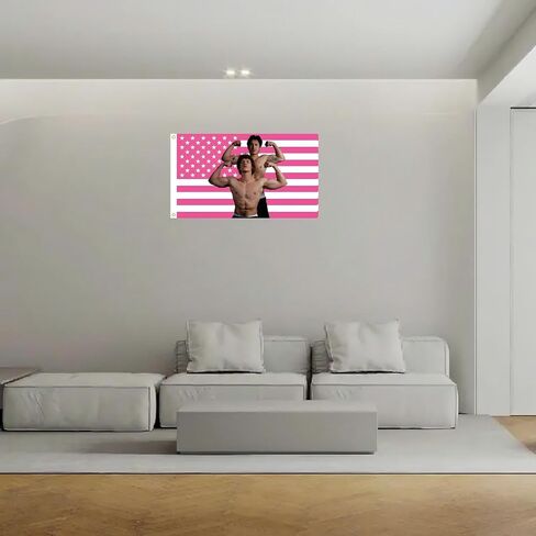MAGJIUKE Heated Rivalry American Flag Tapestry, Pink USA Design, 3x5 Feet, Polyester with Brass Grommets, Wall Decor for Bedroom in Saudi Arabia