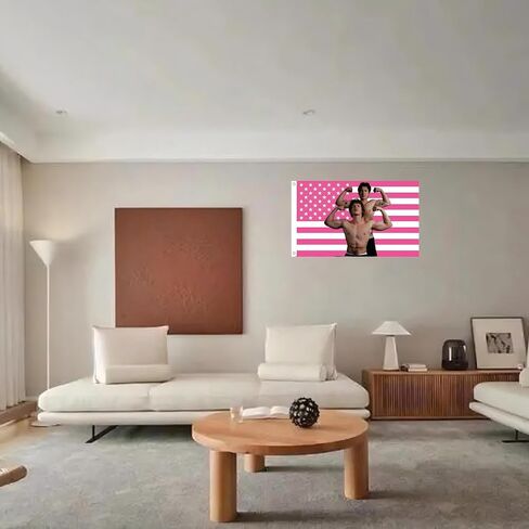 MAGJIUKE Heated Rivalry American Flag Tapestry, Pink USA Design, 3x5 Feet, Polyester with Brass Grommets, Wall Decor for Bedroom in Saudi Arabia