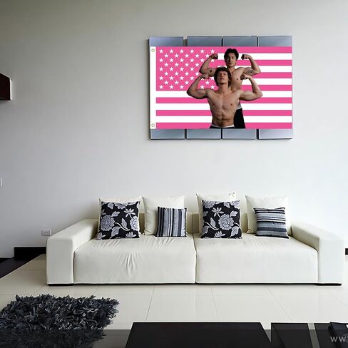 MAGJIUKE Heated Rivalry American Flag Tapestry, Pink USA Design, 3x5 Feet, Polyester with Brass Grommets, Wall Decor for Bedroom in Saudi Arabia