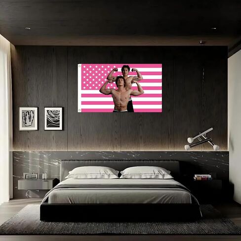 MAGJIUKE Heated Rivalry American Flag Tapestry, Pink USA Design, 3x5 Feet, Polyester with Brass Grommets, Wall Decor for Bedroom in Saudi Arabia