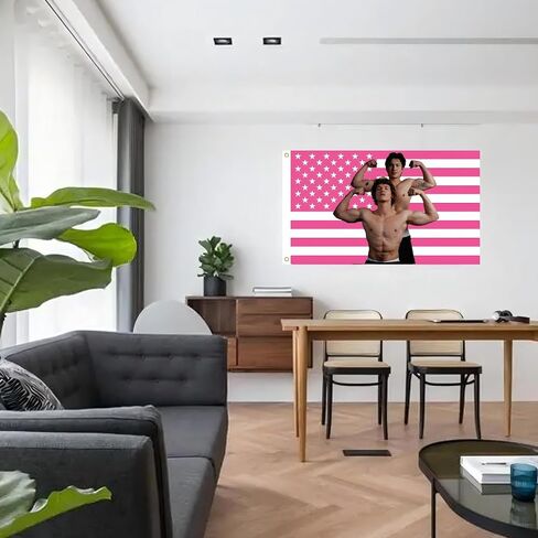 MAGJIUKE Heated Rivalry American Flag Tapestry, Pink USA Design, 3x5 Feet, Polyester with Brass Grommets, Wall Decor for Bedroom in Saudi Arabia