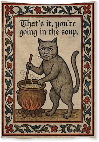 FoxUncle Weird Medieval Cat Woven Tapestry Vintage Medieval Cat Aesthetic Wall Art Funny Quirky Animal Wall Decor 40 x 60 inches Home Decor for Living Room Hallway Bedroom in Saudi Arabia