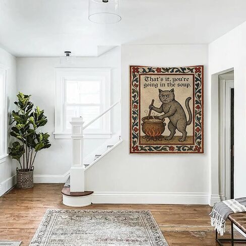 FoxUncle Weird Medieval Cat Woven Tapestry Vintage Medieval Cat Aesthetic Wall Art Funny Quirky Animal Wall Decor 40 x 60 inches Home Decor for Living Room Hallway Bedroom in Saudi Arabia