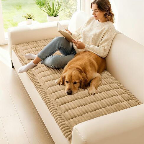 hyha Couch Cover for Dogs Washable, Non Slip Thick Flannel Sofa Protector, Pet Friendly Plush Furniture Cover for Sectional Sofa & Loveseat (Dark Green, 27.6" x 47") in Saudi Arabia