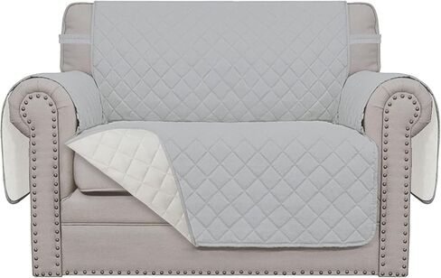 Easy-Going Reversible Couch Cover for 3 Cushion Couch Sofa Cover for Dogs Water Resistant Furniture Protector Cover with Foam Sticks Elastic Straps for Pet Cat (Sofa, Gray/Light Gray) in Kuwait