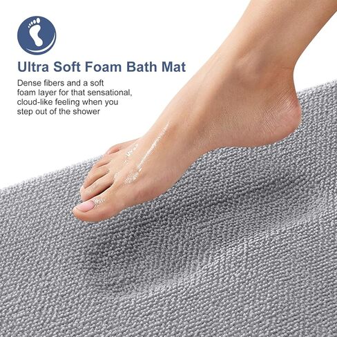 OLANLY Thick Memory Foam Bath Mat Rug 30x20, Extra Soft Absorbent Bathroom Rugs, Quick Dry Bath Mats, Non-Slip, Machine Washable Carpet for Bathroom, Tub and Shower, Home Decor Accessories, Grey in Saudi Arabia