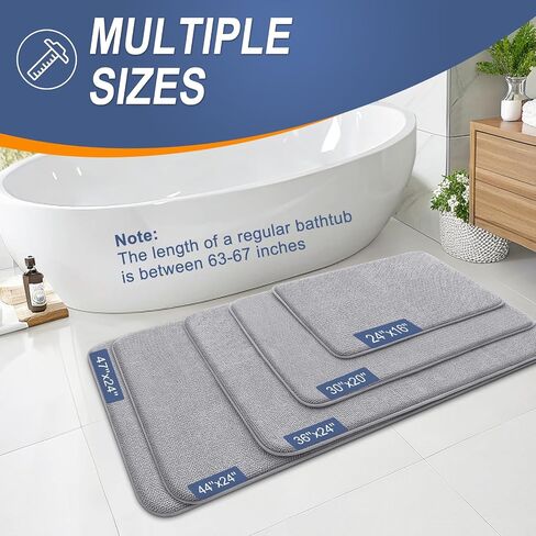 OLANLY Thick Memory Foam Bath Mat Rug 30x20, Extra Soft Absorbent Bathroom Rugs, Quick Dry Bath Mats, Non-Slip, Machine Washable Carpet for Bathroom, Tub and Shower, Home Decor Accessories, Grey in Saudi Arabia