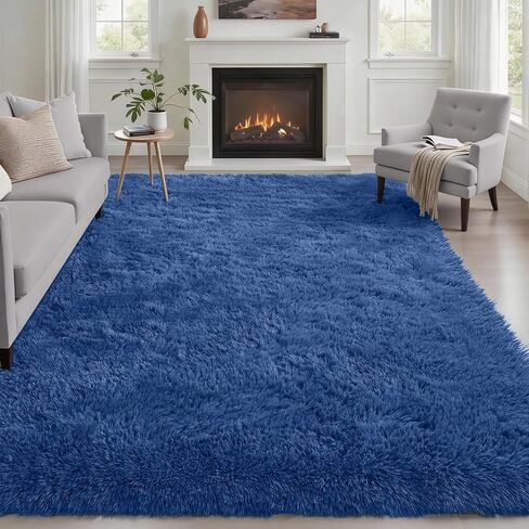 8x10 Area Rugs for Living Room Bedroom: Ultra Soft Fluffy Shag Rug Upgrade Non-Slip Non-Shedding Large Fuzzy Plush Carpet Indoor Floor Carpets for Kids Room Playroom Nursery Dorms Home Decor Black in Kuwait