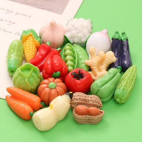 50Pcs Miniature Artificial Vegetables, Realistic Faux Tomato Carrot Mushroom Figurines for Kitchen Decor, Tiny Resin Produce Figurines for Home Garden Decoration in Saudi Arabia