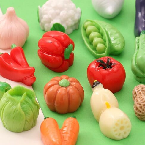 50Pcs Miniature Artificial Vegetables, Realistic Faux Tomato Carrot Mushroom Figurines for Kitchen Decor, Tiny Resin Produce Figurines for Home Garden Decoration in Saudi Arabia