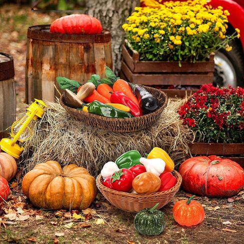 50Pcs Miniature Artificial Vegetables, Realistic Faux Tomato Carrot Mushroom Figurines for Kitchen Decor, Tiny Resin Produce Figurines for Home Garden Decoration in Saudi Arabia