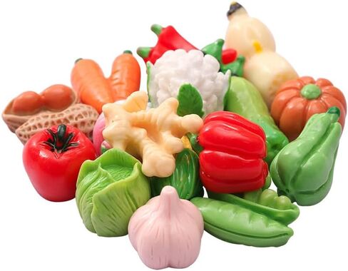 50Pcs Miniature Artificial Vegetables, Realistic Faux Tomato Carrot Mushroom Figurines for Kitchen Decor, Tiny Resin Produce Figurines for Home Garden Decoration in Saudi Arabia