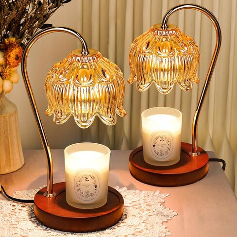 Funistree Flower Candle Warmer Lamp with Timer, Dimmable Candle Lamp Warmer, Mothers Day Birthday Gifts for Women Her Mom, House Warming for New Home Decor, Lotus Wax Warmer for Yankee Candles in Saudi Arabia