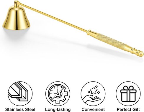 Vaincre Stainless Steel Candle Snuffer - Gold Candle Extinguisher with Long Handle, Decorative Snuffer Accessory for Putting Out Wick Flame Safely in Kuwait
